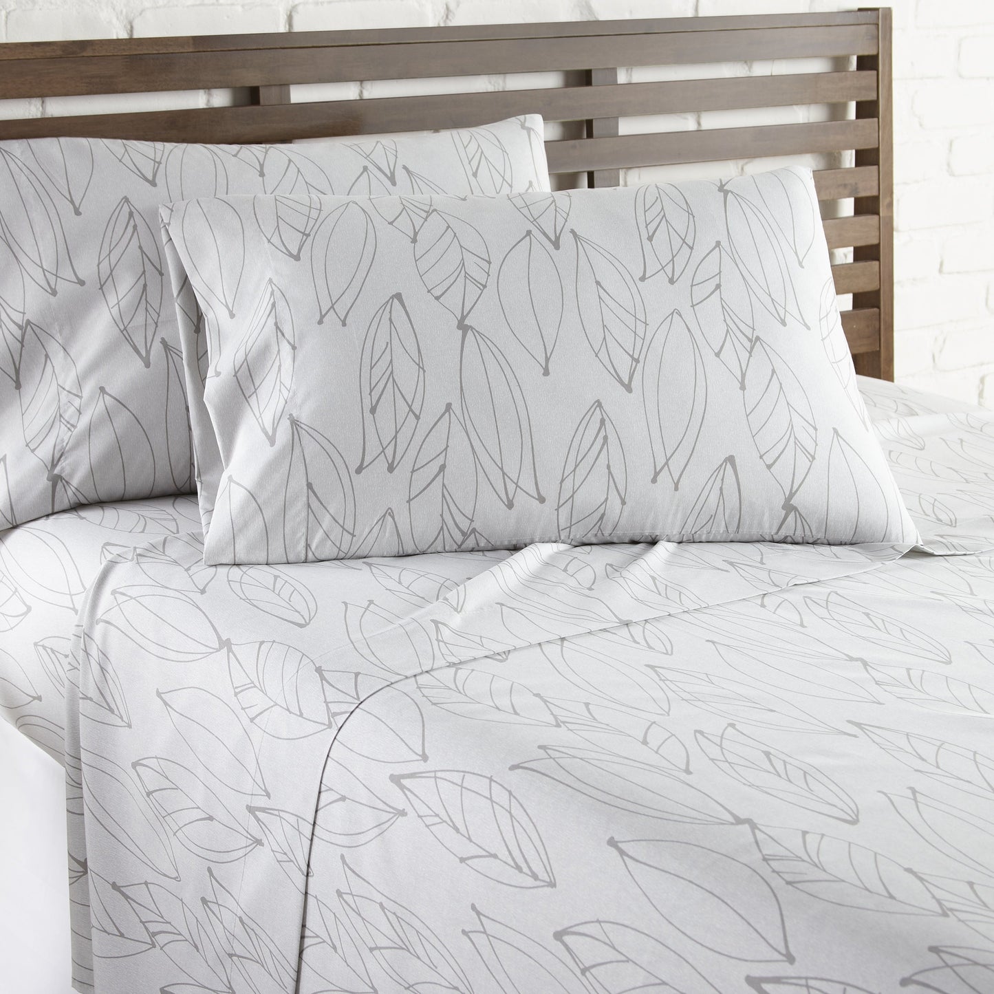 Botanical Printed Microfiber Sheet Set, White