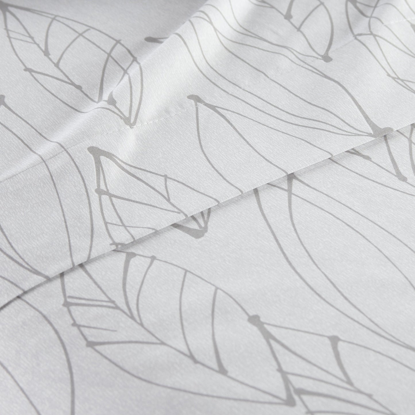 Botanical Printed Microfiber Sheet Set, White