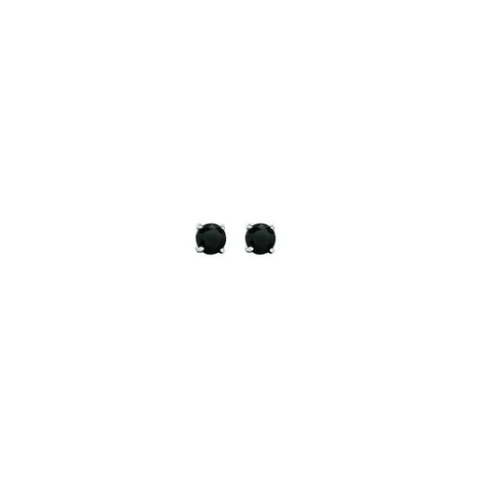 14K White Gold Black CZ Stud Earrings