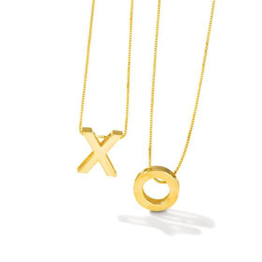 14k Gold Block Letter Initial Necklace