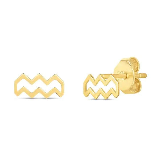 14k Gold Zodiac Stud Earrings