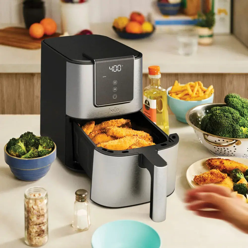 Bella Pro 4 Quart Touchscreen Slim Air Fryer, Stainless Steel