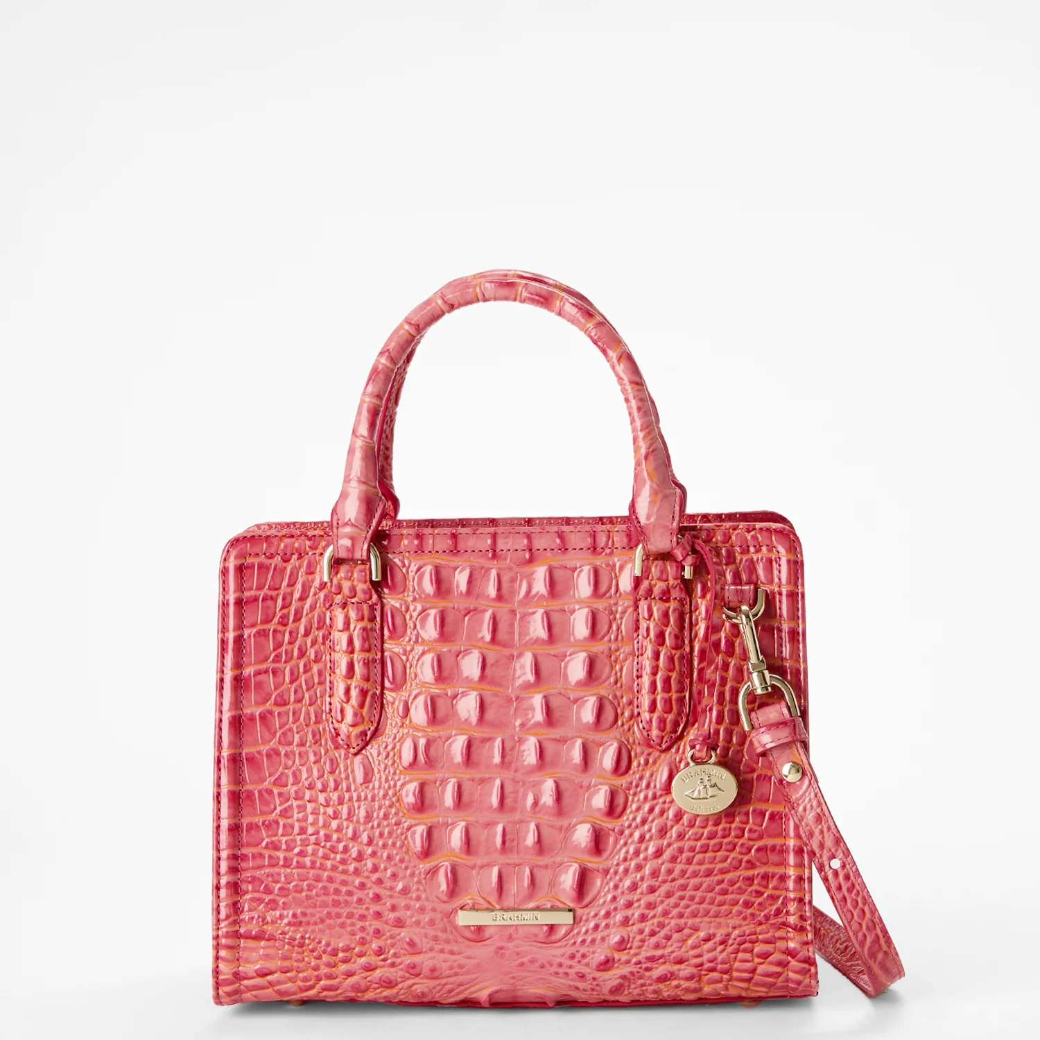 Brahmin Melbourne Collection Cami Satchel, Coral Snapdragon