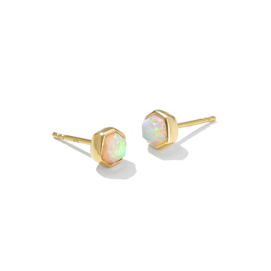 Kendra Scott Davie Stud Earrings, White Kyocera Opal