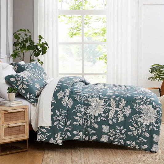 English Garden Comforter Set, Inky Blue