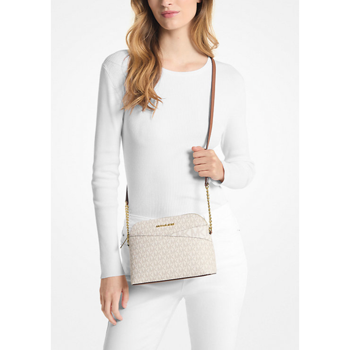 Michael Kors Jet Set Medium Dome Crossbody, Signature Vanilla