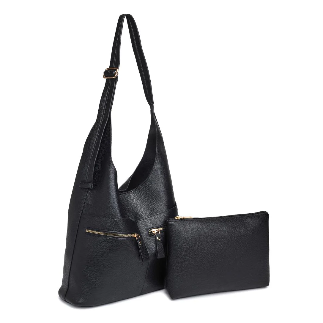 Urban Expressions Rhea Hobo & Cosmetic Bag Set, Black