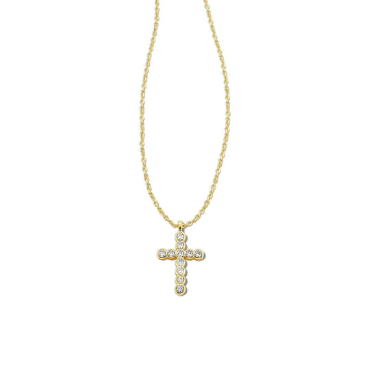 Kendra Scott Crystal Cross Necklace, Gold