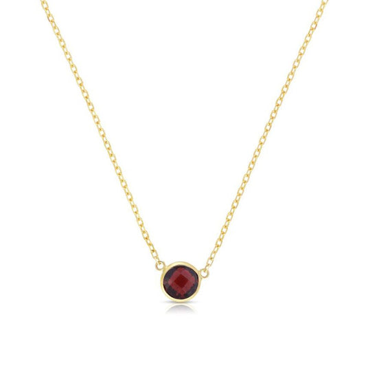 14K Garnet Solitaire Necklace