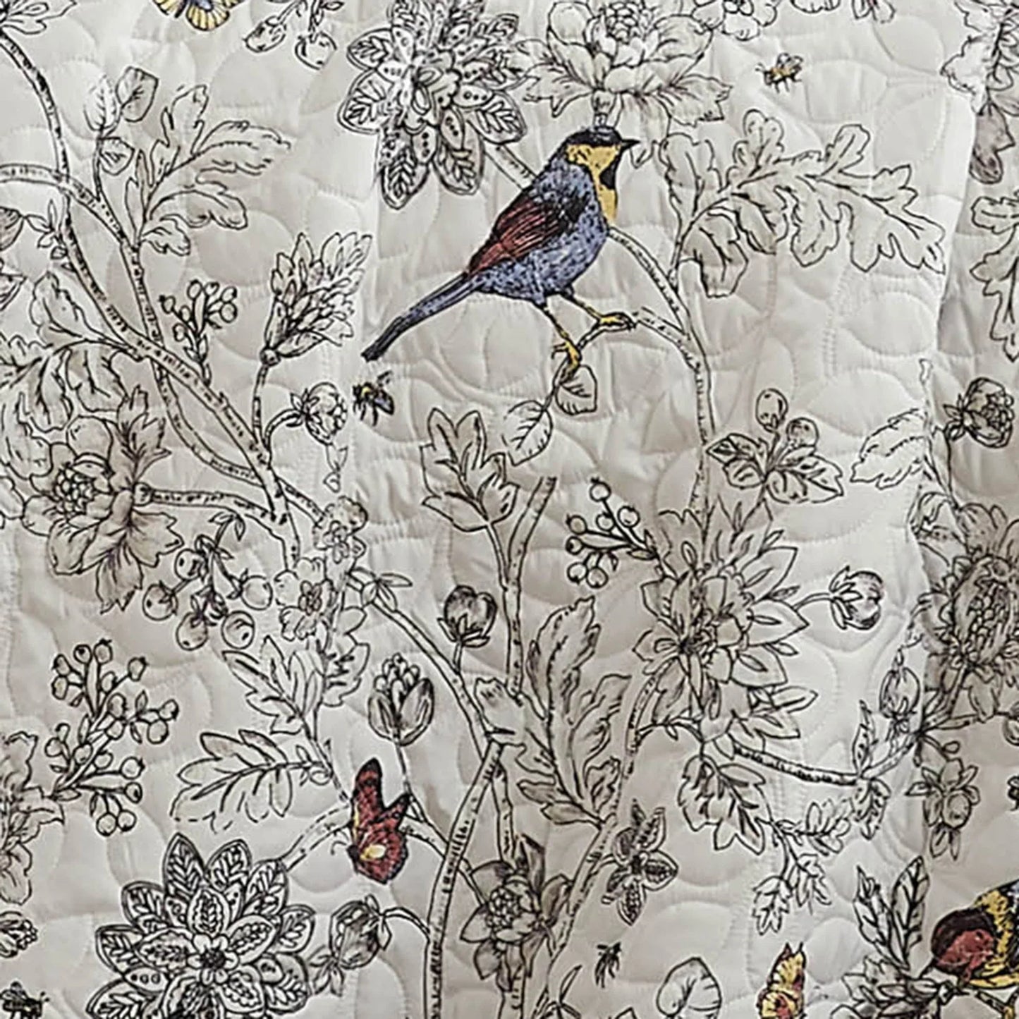 Floral Sparrow Quilt Set