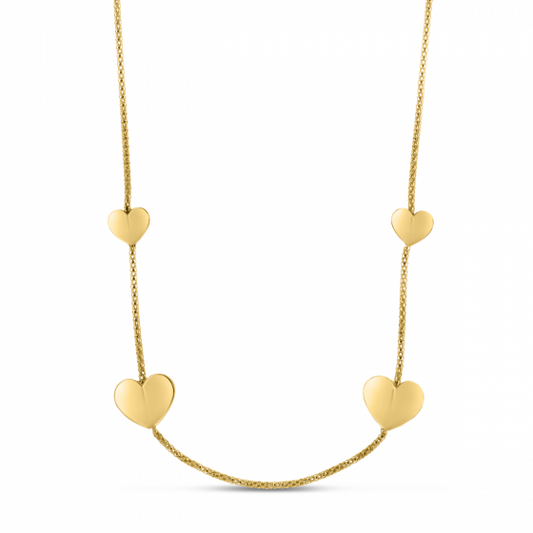 14K Plated Hearts Station Necklace
