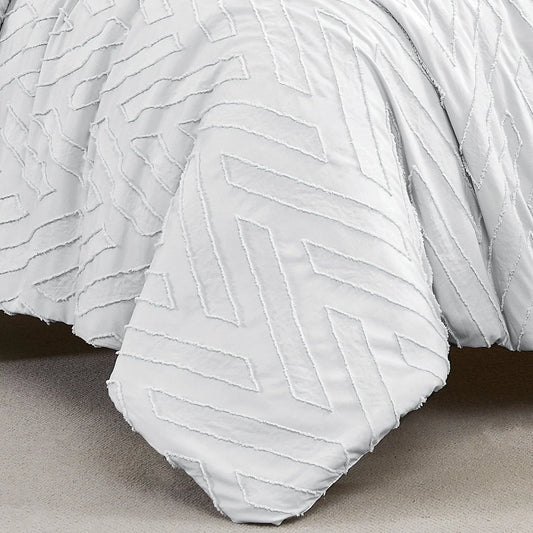 Chevron Pattern Comforter Set, Light Grey