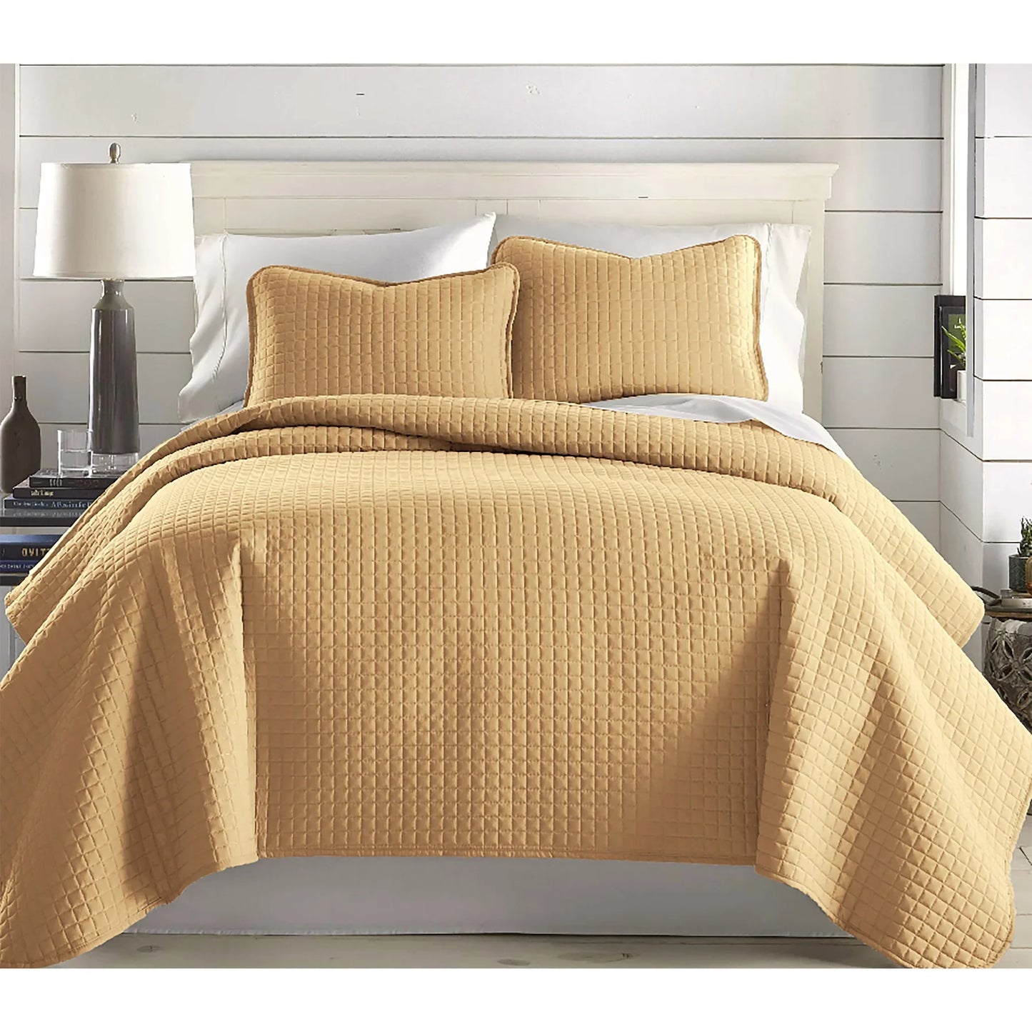 Small Squares Classic Quilt Set, Gold